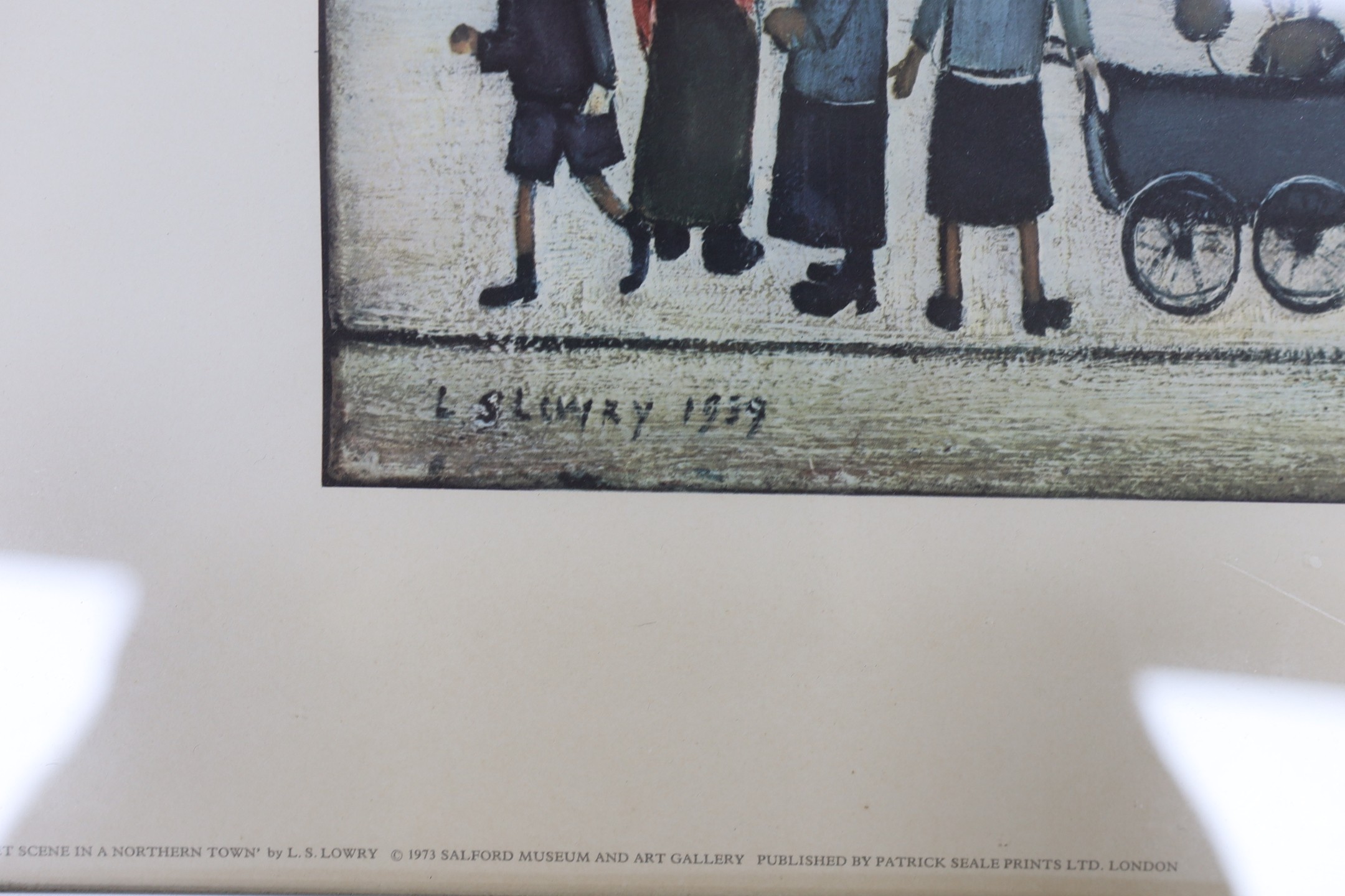 L.S. Lowry, print, Market Scene, unsigned, 60 x 74cm